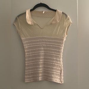 Free People off white lacy mesh top.